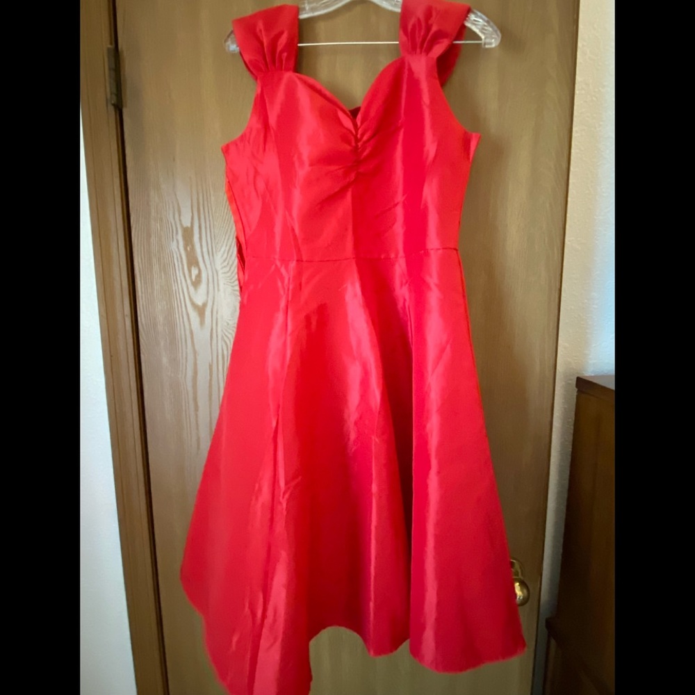 Vintage 50s Style Red Dress with Sweetheart Neck